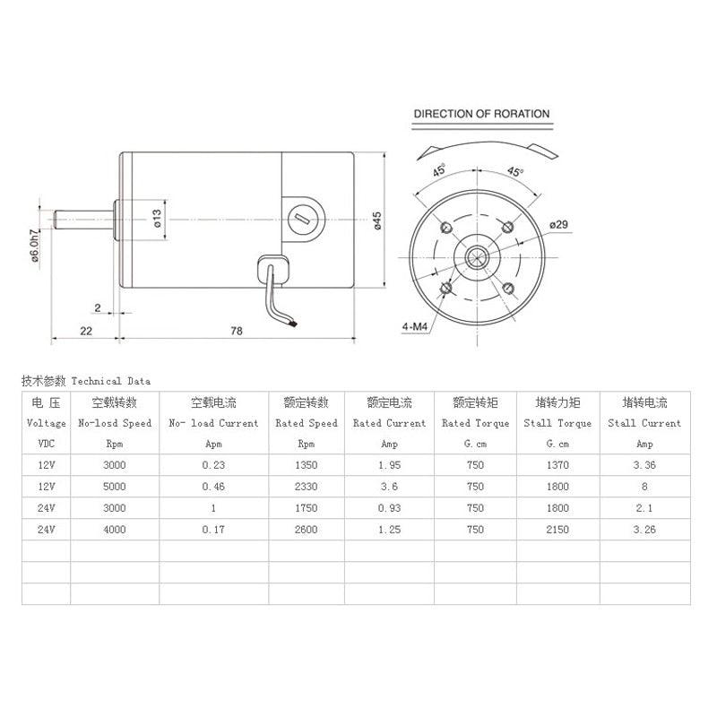ZHENGKE ZYTD-45SRZ-R 45mm 12V/24V DC motor Round shaft 2000RPM3000RPM4000RPM5000RPM 7W/8W.